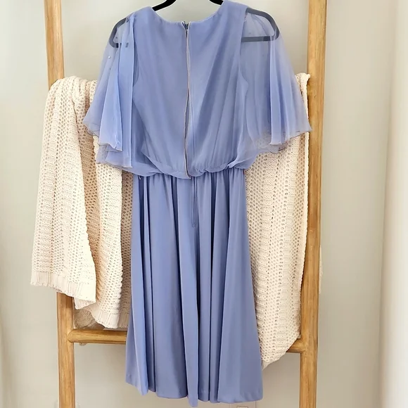 Vintage Sears Sheer Cape Overlay Cocktail Dress with Pearl Detail Size M - Picture 2 of 8